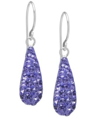 Macy's - Blue Crystal Pav&eacute; Elongated Teardrop Earrings in Sterling Silver