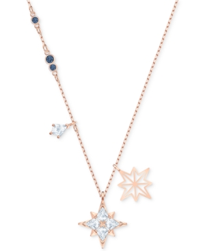 image of Swarovski Rose Gold-Tone Crystal Star Pendant Necklace, 14-7/8