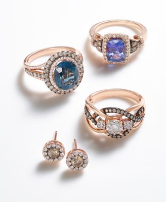 Blueberry Tanzanite&reg; (2 ct. t.w.), Nude Diamonds™ (1/3 ct. t.w.) & Chocolate Diamonds&reg; (1/8 ct. t.w.) Ring Set in 14k Rose Gold