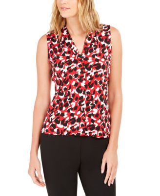 Calvin Klein - Animal-Print V-Neck Top
