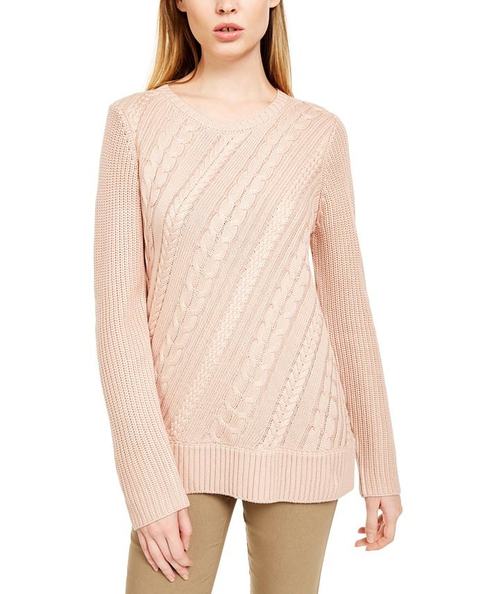 Calvin Klein Cable-Knit Crewneck Sweater & Reviews - Sweaters - Women ...