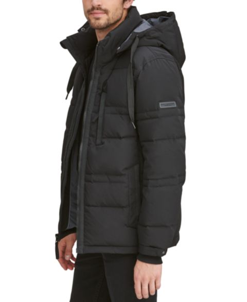 Мужская куртка Marc New York Huxley Crinkle Down Jacket with Removable Hood, цвет: Чёрный