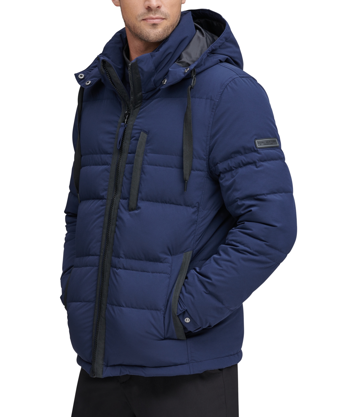 Marc New York Men's Huxley Crinkle Down Jacket with Removable Hood - Ink