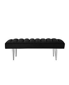 Raul Velvet Tufted Bench with Tapered Metal Legs