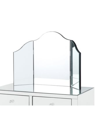Inspired Home Juliet Mirrored Vanity Stool Trifold Mirror Set