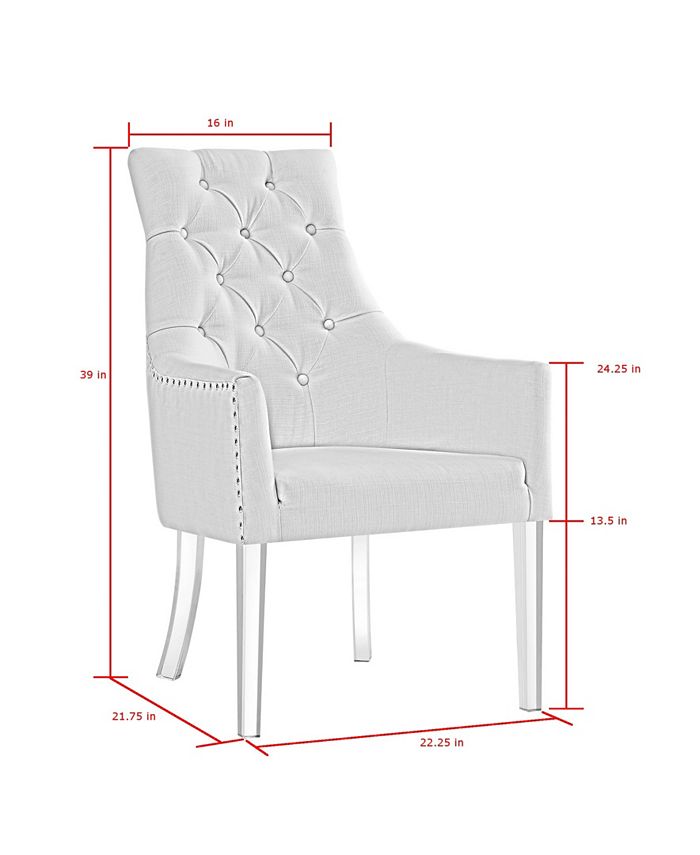 Inspired Home Marilyn Button Tufted Arm Dining Chair with Acrylic Legs