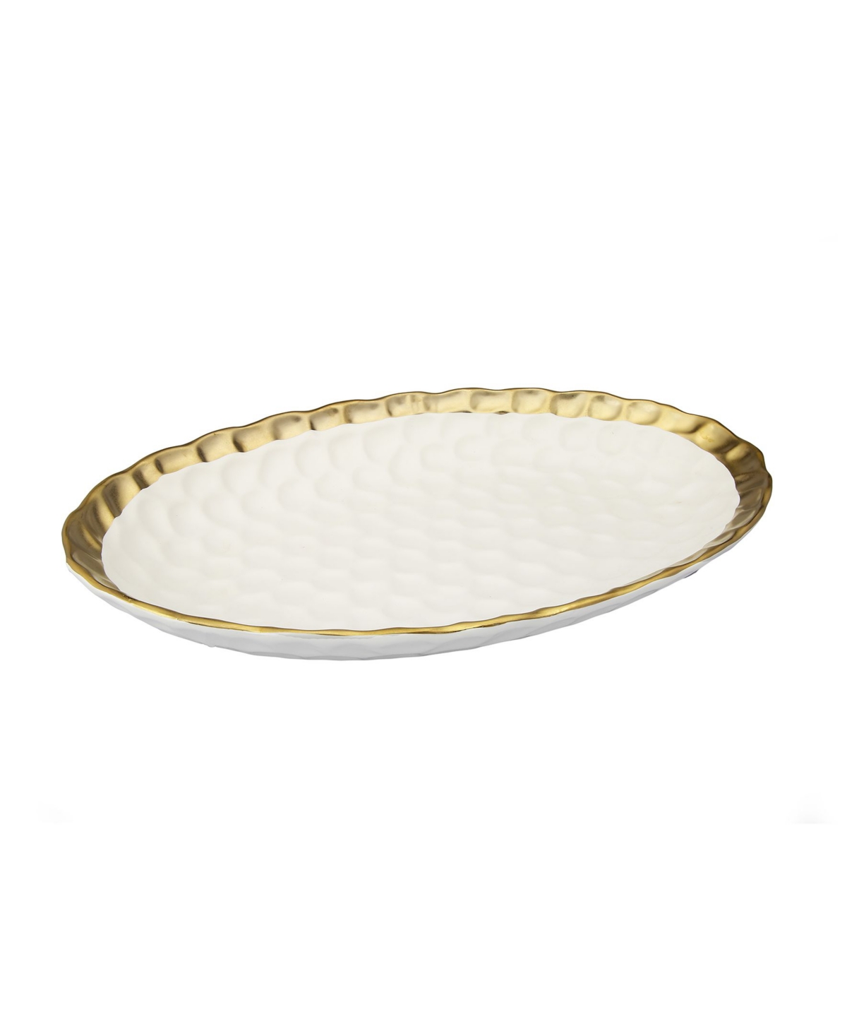 Classic Touch Oval Tray With Rim In White