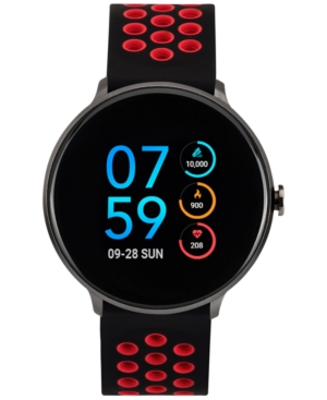 image of iTouch Men-s Black & Red Silicone Strap Touchscreen Sport Smart Watch 43.2mm