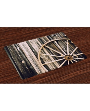 Ambesonne Barn Wood Wagon Wheel Place Mats Set of 4