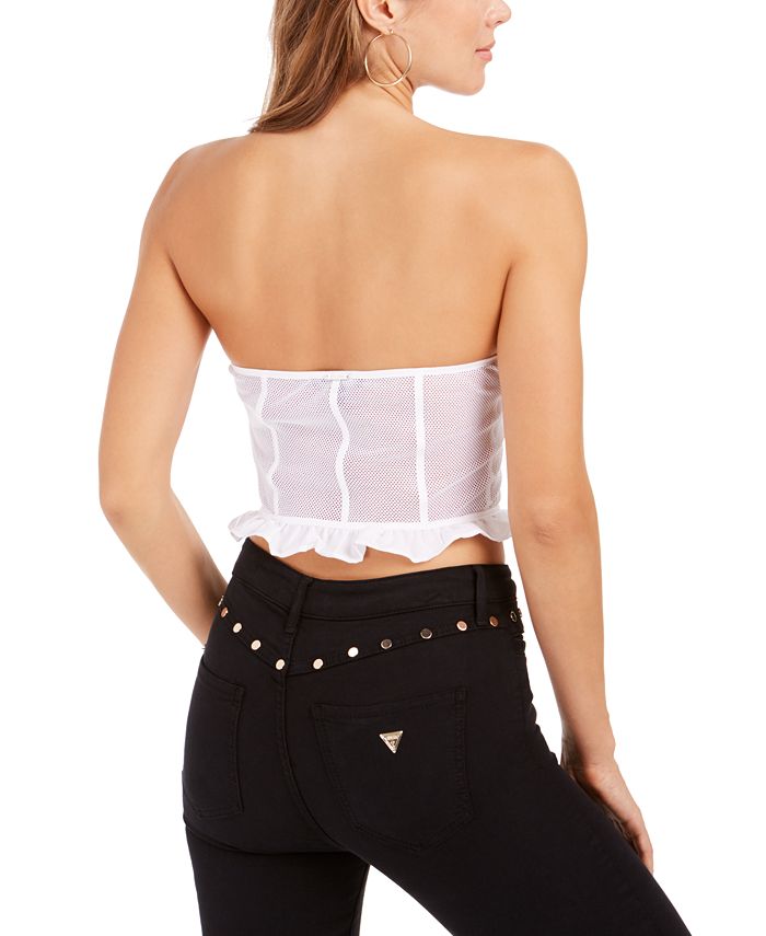 GUESS Strapless Mesh Corset Top & Reviews Tops Juniors Macy's