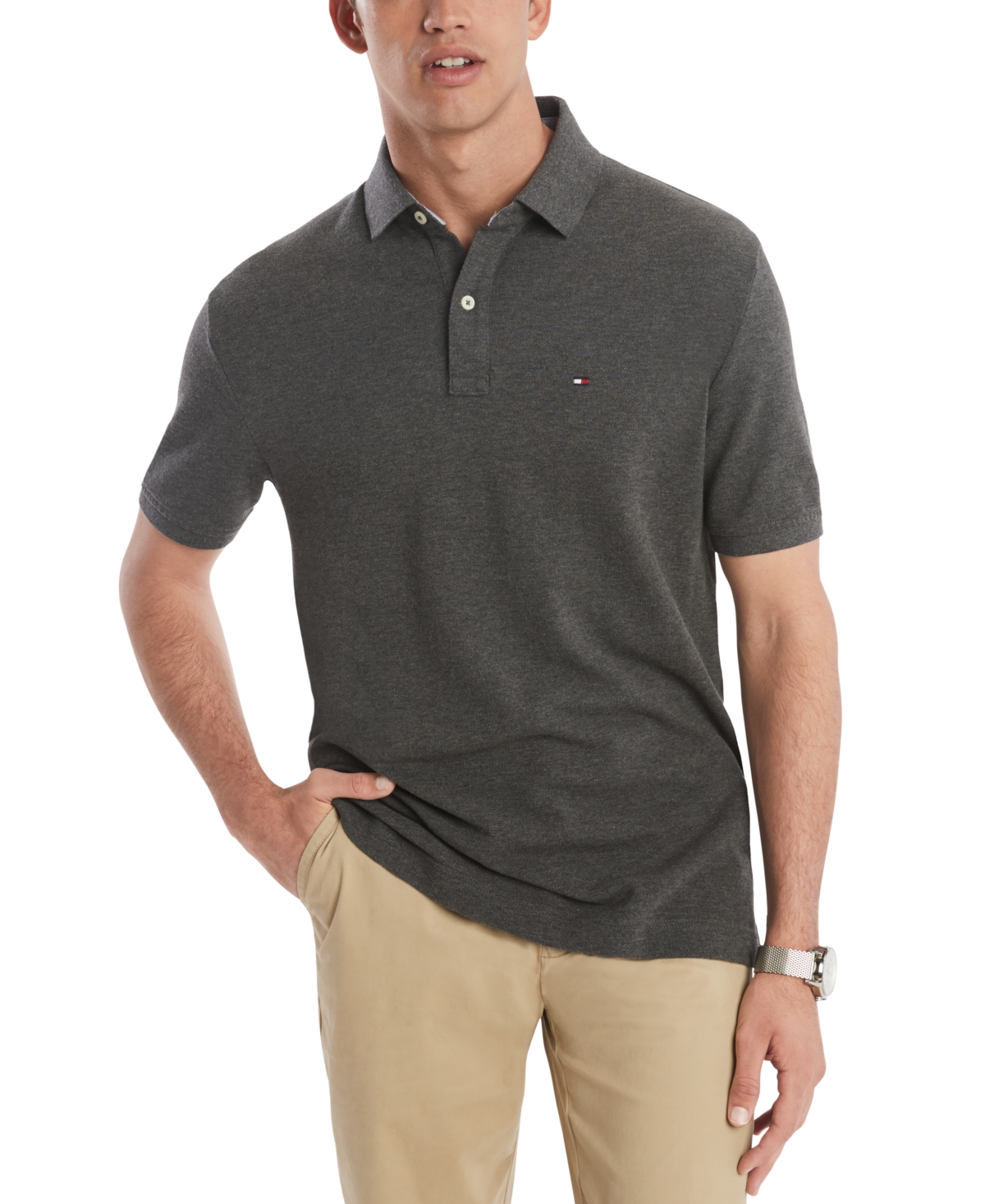 Tommy Hilfiger Men's Cotton Classic Fit 1985 Polo In Medium Gray
