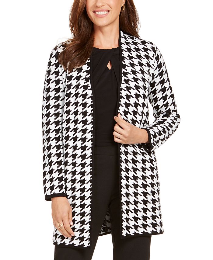 Kasper Houndstooth-Print Open-Front Topper Jacket - Macy's