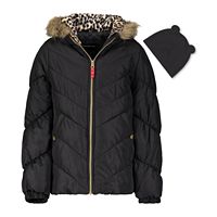 Weathertamer Big Girls Hooded Puffer Jacket With Faux-Fur Trim & Hat