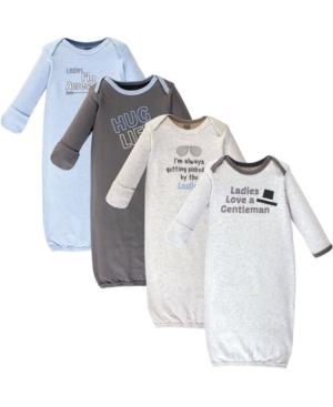 image of Luvable Friends Baby Boy Cotton Gowns, 4 Pack