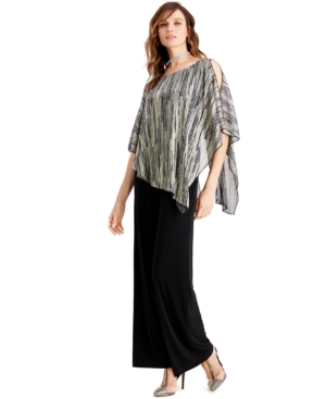 image of Connected Metallic Cape Overlay Jumpsuit, Created for Macy-s