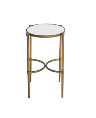 Martha Stewart Lia Vintage 18"W Oval Tempered Glass-Top Accent Table with Metal Base