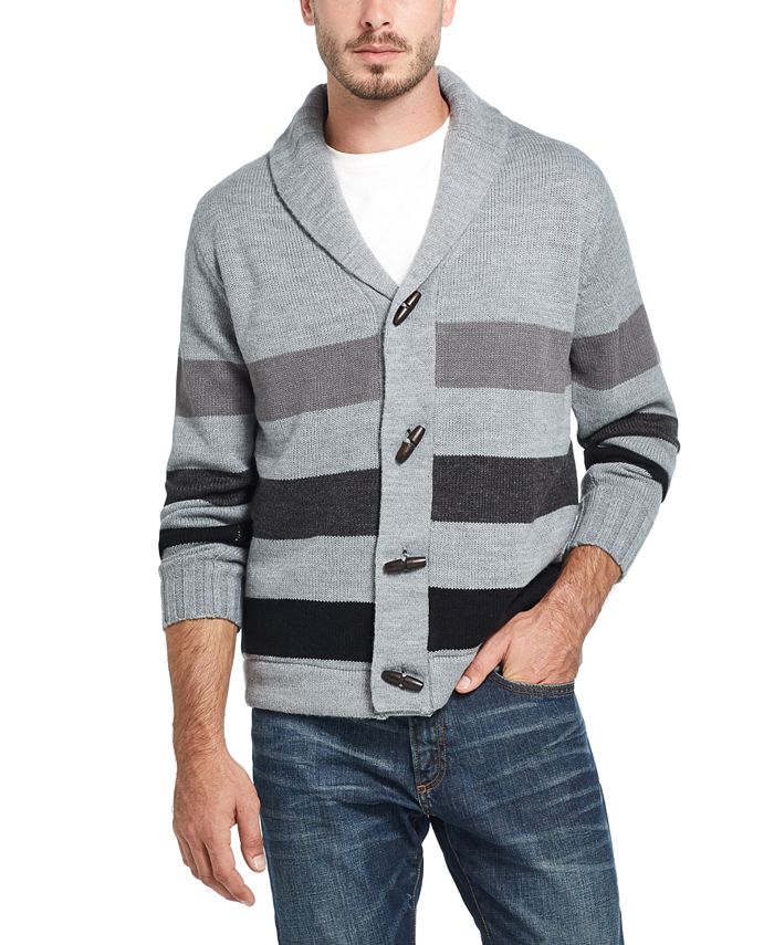 Weatherproof Vintage Men's Stripe Toggle Shawl Collar Sweater - Macy's