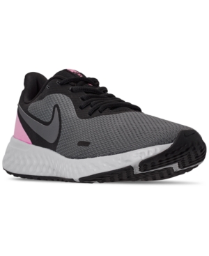 Nike Women's Revolution 5 Wide Width Running Sneakers From Finish Line In Black/psychic Pink-dark G