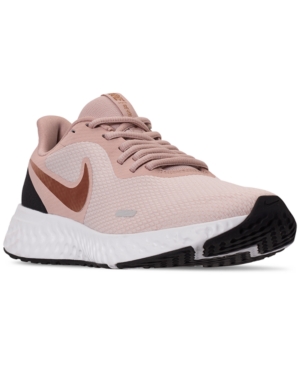 Nike Women's Revolution 5 Running Sneakers From Finish Line In Barely Rose/metallic Red
