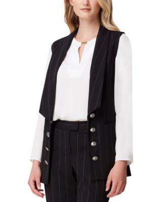 Tahari ASL - Pinstriped Long Vest