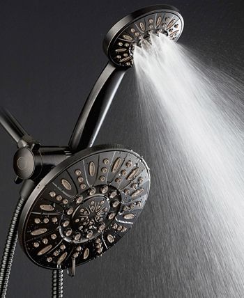 Aquadance - High-Pressure 48-Setting Dual Shower Head Combo with Extra-long 6 Foot Hose