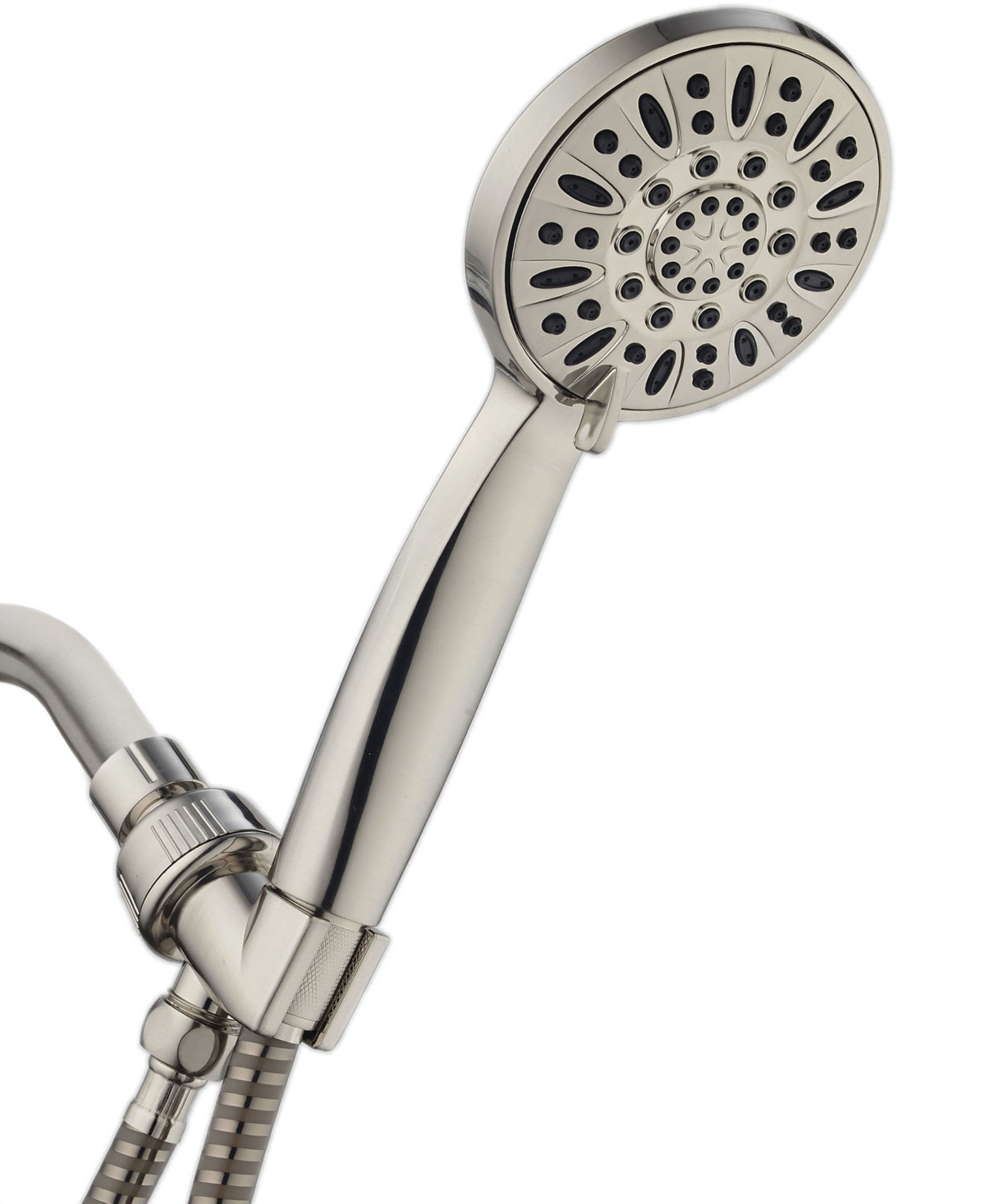 High-Pressure 6-setting Handheld Shower Head with Extra-long 6 Foot Hose - Brushed Nickel