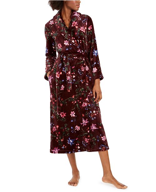 Sesoire Women S Floral Print Long Fleece Robe Reviews Bras