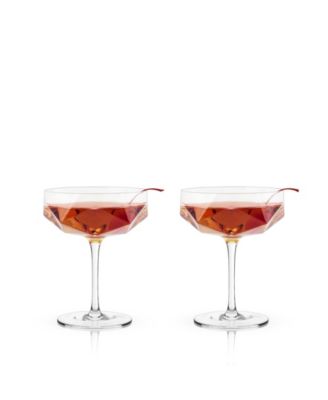 Raye Faceted Crystal Coupe, Set of 2, 7 Oz