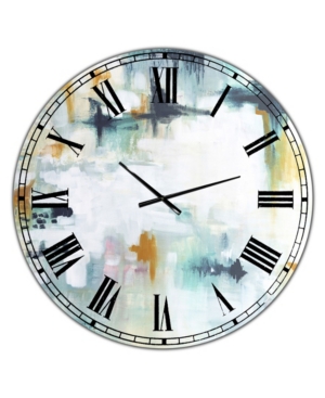 Designart Teal and White Composition Large Modern Wall Clock - 36