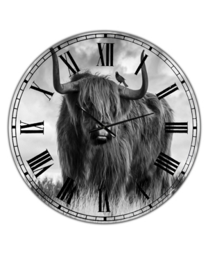 Designart Longhaired Scottish Bull Large Cottage Wall Clock - 36