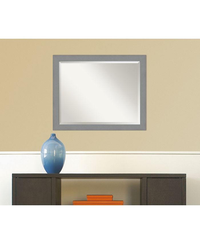 Amanti Art Brushed Framed Bathroom Vanity Wall Mirror, 31.5" x 25.50