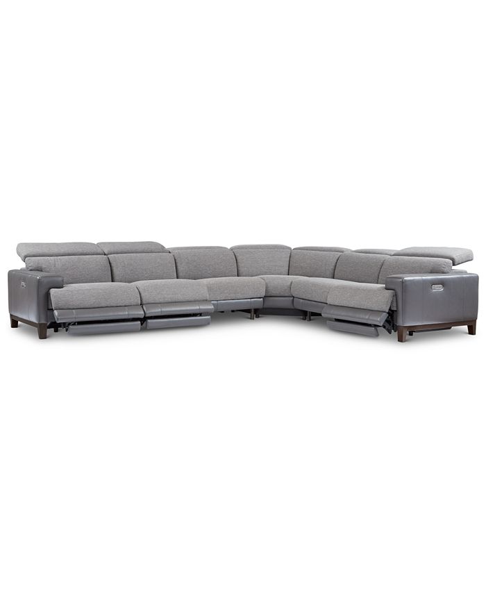 Pc Fabric And Leather Sectional, Leather Fabric Sectional