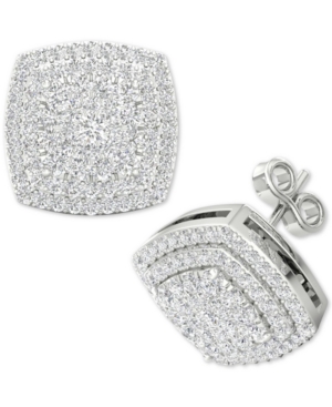 image of Diamond Square Cluster Stud Earrings (1/2 ct. t.w.) in Sterling Silver