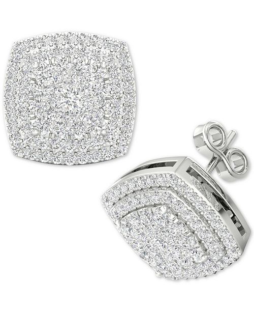 Macy's Diamond Square Cluster Stud Earrings (1/2 ct. t.w.) in Sterling