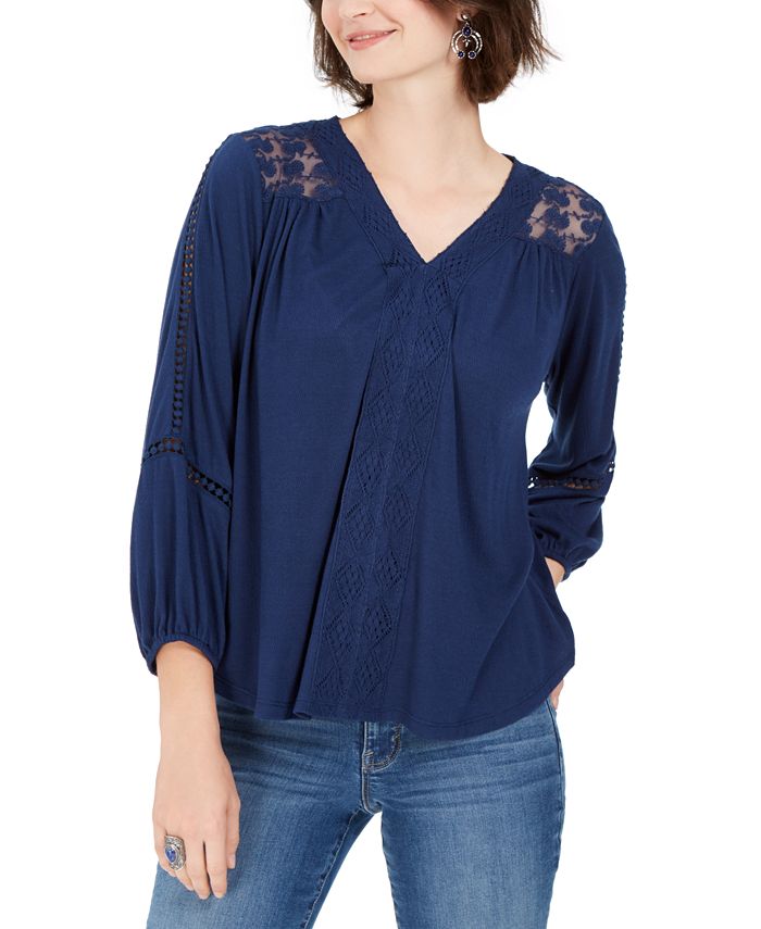 Style & Co Lace-Back Crochet Top, Created For Macy's - Macy's