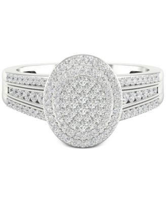 Diamond Oval Cluster Statement Ring (1/2 ct. t.w.) in Sterling Silver