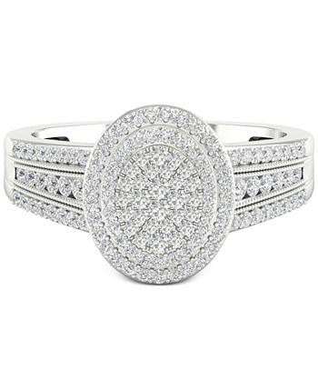 Macy's - Diamond Oval Cluster Statement Ring (1/2 ct. t.w.) in Sterling Silver