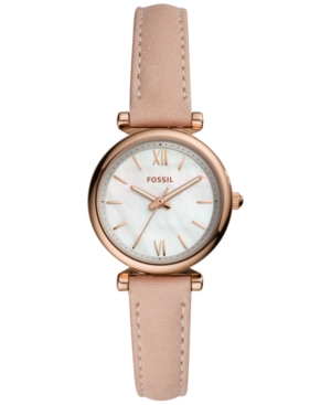 image of Fossil Women-s Carlie Mini Blush Leather Strap Watch 28mm