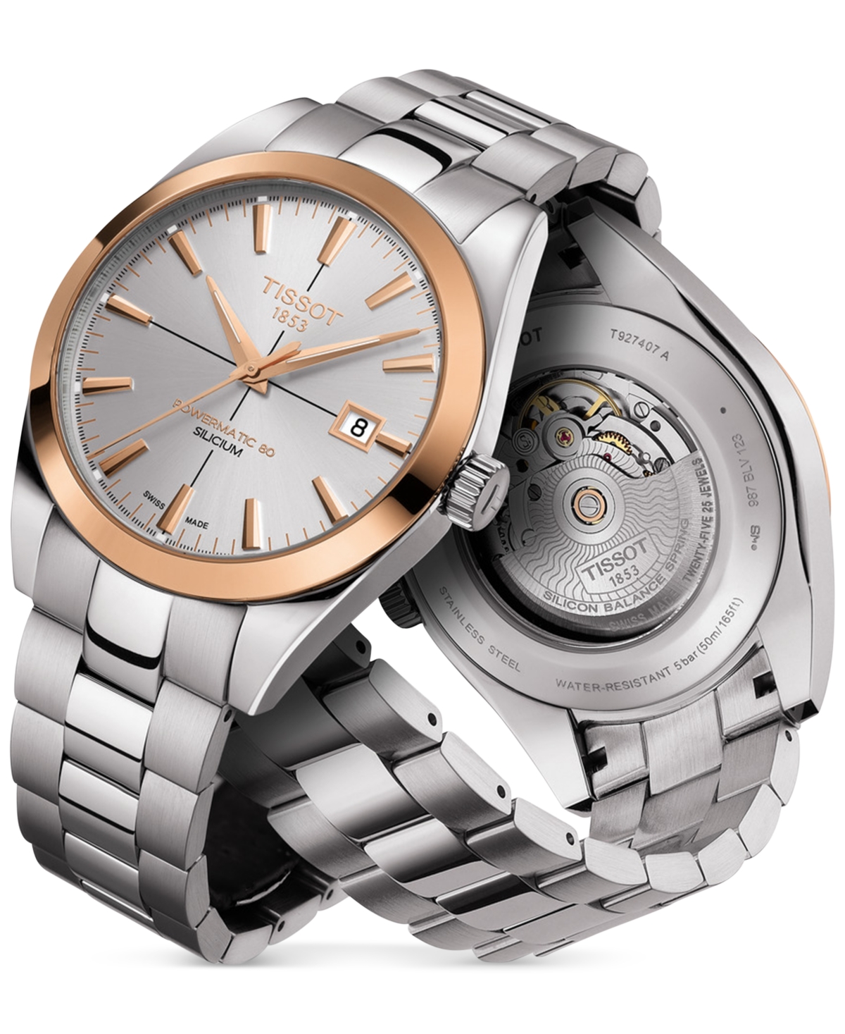 Shop Tissot Men's Swiss Automatic Gentleman Stainless Steel Bracelet Watch 40mm In Silver