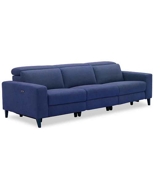 Furniture Sleannah 3 Pc Fabric Sofa With 3 Power Recliners