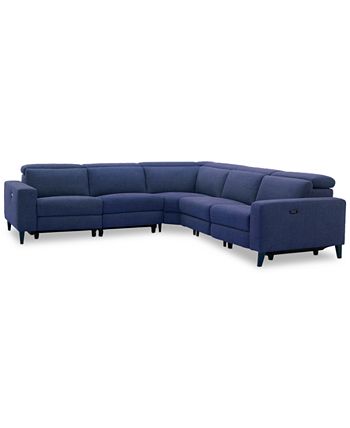 Furniture - Sleannah 5-Pc. Fabric "L" Shape Sectional with 2 Power Recliners