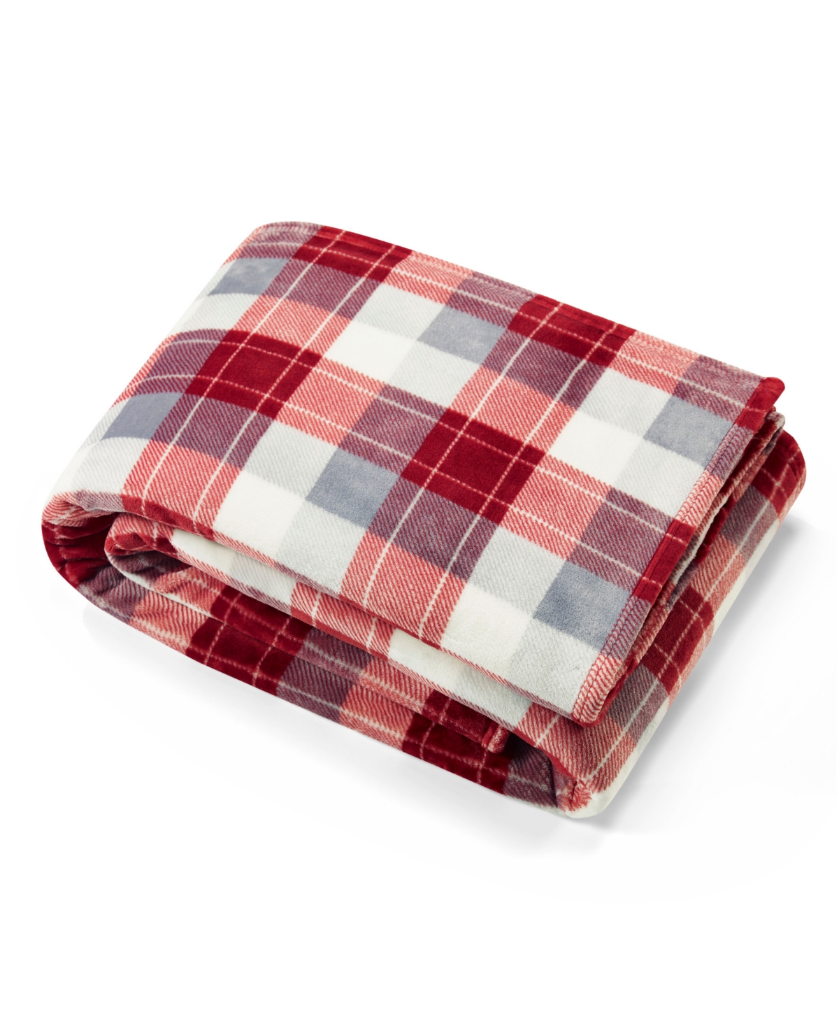 Nautica Plaid Ultra Soft Plush Blanket, King In Bluff Plaid Red