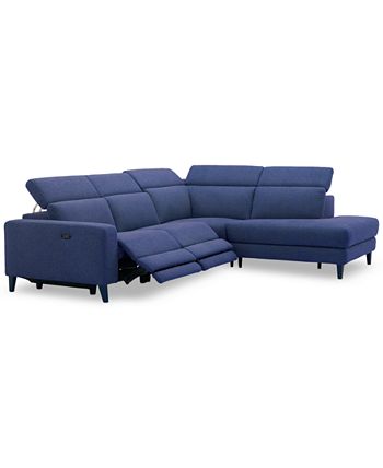 Furniture - Sleannah 4-Pc. Fabric Bumper Sectional with 2 Power Recliners