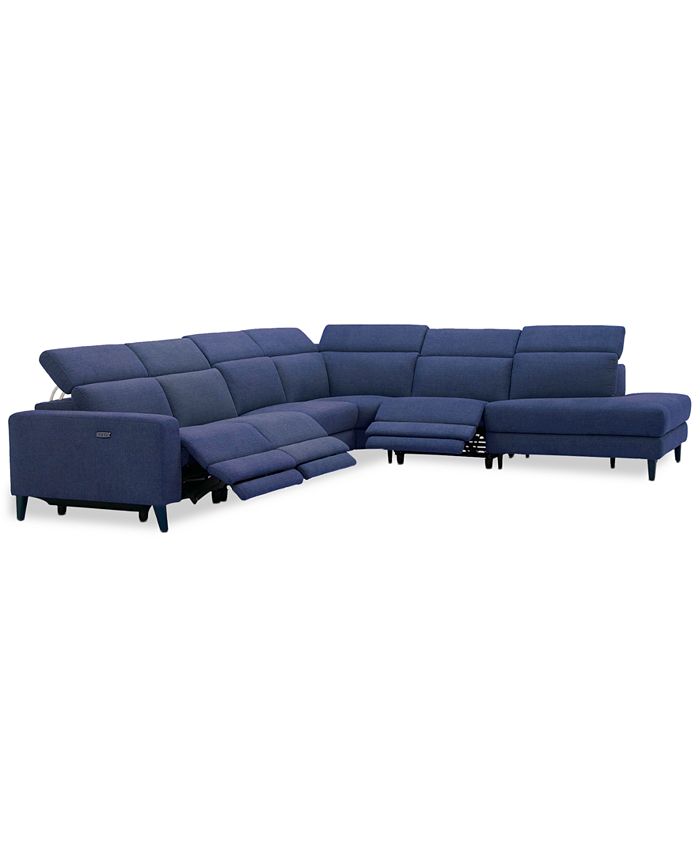 Furniture CLOSEOUT! Sleannah 6Pc. Fabric Bumper Sectional with 3 Power