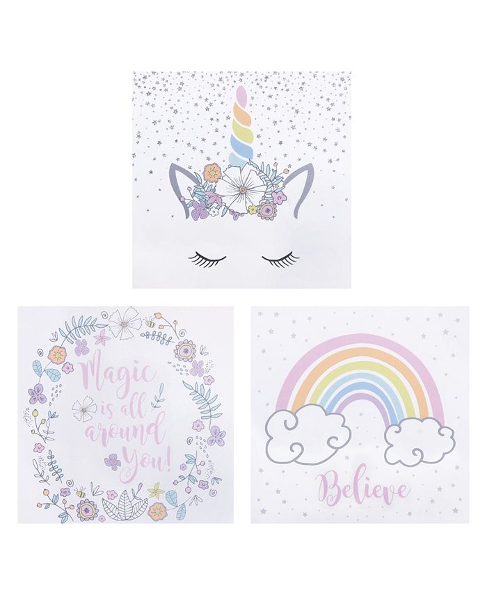 Trend Lab - Rainbow Unicorns Canvas Wall Art 3-Pack