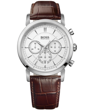 UPC 885997090421 product image for Hugo Boss Watch, Men's Chronograph Brown Leather Strap 42mm 1512871 | upcitemdb.com