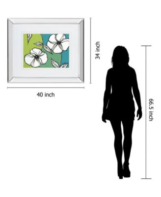 Classy Art Flowers in Unity - Teal by David Bromstad Mirror Framed Print Wall Art, 34" x 40"