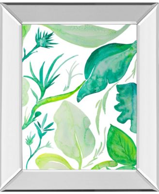 Green Water Leaves II by Kat Papa Mirror Framed Print Wall Art, 22" x 26"