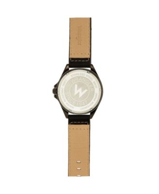 Wrangler Men's Watch, 48MM IP Black Case with Textured Black Dial, Arabic Numerals, Rugged Brown Texture Strap, Analog, Second Hand, Date Function