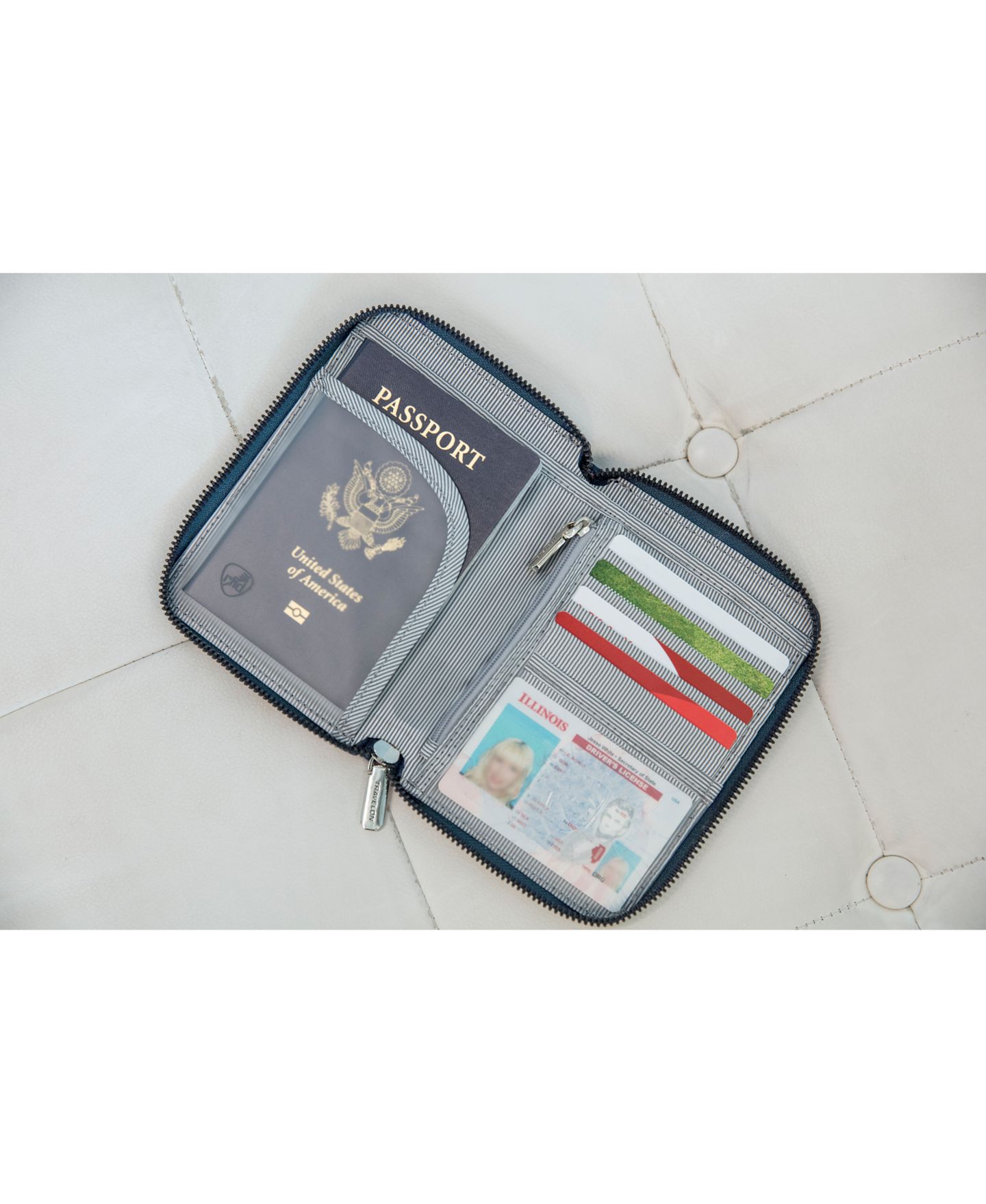 Кошелёк Travelon RFID Blocking Passport Zip Wallet, цвет: Синий — фото 2